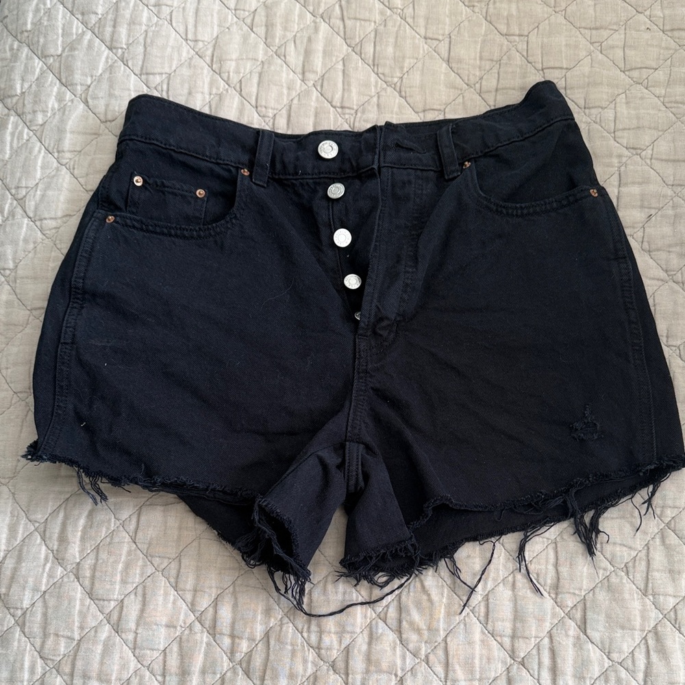 PacSun Black Jean Shorts with Frayed Hem